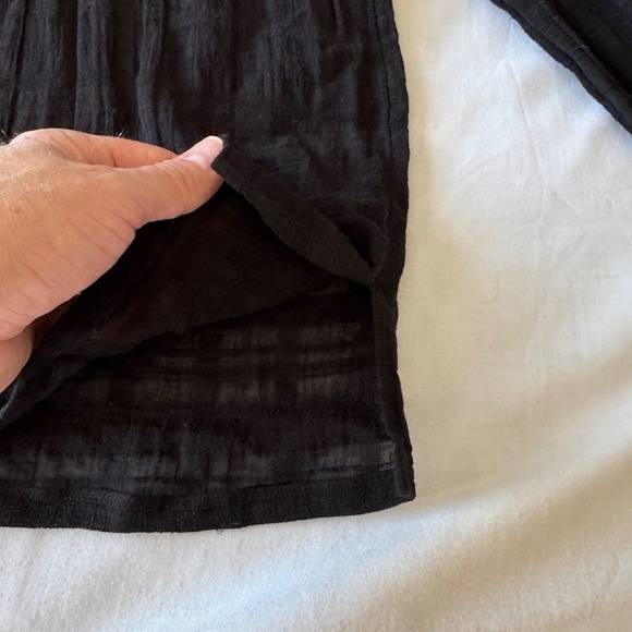 LOFT Women's Small Sheer Blouse Long Sleeve Tie V-Neck Boho Whimsigoth Black - Picture 8 of 14